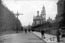 View: s18739 Pinstone Street from outside St. Paul's Church, looking towards Town Hall, Palatine Chambers, left