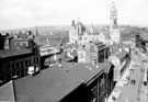 View: s19708 Surrey Street, from Central Library, looking towards the Town Hall. Masonic Hall, foreground, works on Cadman Lane, left