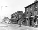 View: s20141 Upper Hanover Street from Glossop Road junction, premises on right include No. 55 Thomas Robinson, Sons and Co. Ltd., butter and egg merchants, No. 57 Yorkshire Telephone Systems Ltd. (former Reuben Thompson Coach Offices)