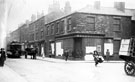 View: s20326 West Street and Westfield Terrace, premises include Nos. 111 and 115, former premises of Alfred Hepworth, painter. Court No. 9 was situated behind these shops.