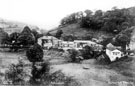 Ashopton Village, Sheffield to Glossop road, demolished in the 1940's to make way for construction of Ladybower Reservoir. Ashopton Inn, left, Deakin's Sales Shop, right