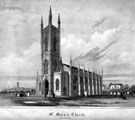 St. Mary C. of E. Church, Bramall Lane. Consecrated 21st June, 1830, costing ï¿½12,649, on a site given by Henry, 13th Duke of Norfolk. Clough Place in background, right