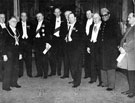 View: s22609 Cutlers Feast, Cutlers' Hall. Group include Lord Mayor, William Ernest Yorke, far left, Viscount Bruce of Melbourne, 2nd left and Lord Riverdale, 2nd right and the High Commisioner of Pakistan, right