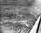 Aerial view of Blackburn and Wincobank district. Roman Ridge Road and Tyler Street Munition Huts in foreground. Barrow Road, right, and Vauxhall Road, centre, left. Gas Holder belongs to Sheffield Gas Company