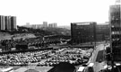 View: s22671 View across Sheaf Valley area looking towards Norfolk Park. Claywood Flats, extreme left. Sheffield Midland railway station and Sheaf House, centre