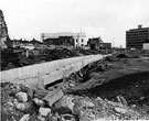 View: s23042 Construction of Arundel Gate with Leader House and Central Library (left) and Sheffield College of Technology (later Owen Building, Sheffield Hallam University) in the background