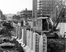 View: s23046 Construction of Furnival Square roundabout and underpass looking towards Furnival House and multi storey car park