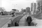 View: s23072 Arundel Gate from the pedestrian subway across to Howard Street looking towards Family and Community Services Department, Redvers House; The Tower and Furnival House 