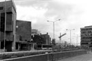 View: s23081 Novotel and Leader House, Arundel Gate showing the new Hallam University, Adsetts Centre under construction with Sheffield Hallam University, Owen Building (formerly Sheffield College of Technology) right