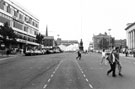 View: s23100 Cole Brothers and Barkers Pool War Memorial, Barkers Pool looking towards Division Street with Pulse, alternative clothing store, No. 8 Cambridge Street