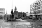 View: s23109 Barkers Pool War Memorial and Cole Brothers, Barkers Pool looking towards the demolished site of the Gaumont Cinema with New Oxford House Offices (left)