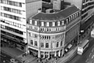 View: s23117 Royal London Insurance, New Oxford House and Rodney Phillips, jewellers, Barkers Pool with H. L. Brown and Son Ltd., on the corner of Leopold Street and