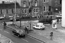 View: s24132 St. Marie's Roman Catholic Church Presbytery, Norfolk Street from Tudor Street with the Crucible Theatre forecourt right and Tudor Way in the foreground