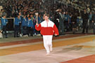 View: s24728 Helen Sharman with the World Student Games torch at the opening ceremony at Don Valley Stadium