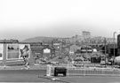 View: s25221 Bridge Street looking towards Daver Steels Ltd., steel processors and fabricators, Love Street with Pye Bank Flats on the sky line