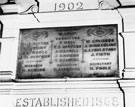 Kirkbridge Road, Brightside and Carbrook Co-op. Plaque inside the store commemorating president and committee etc. in 1902 