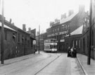 View: s26216 Tram No. 89 passing Neepsend Steel and Tool Corporation Ltd., steel manufacturers, Neepsend Lane