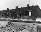 View: s26707 Rear of property on Sheffield Road, Tinsley during the construction of the M1, Tinsley Viaduct