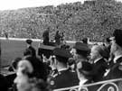 View: s28349 Queen Elizabeth II and HRH Duke of Edinburgh at Hillsborough football ground for the childrens display during their royal visit  