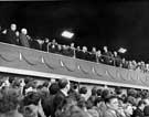 View: s28352 Queen Elizabeth II and HRH Duke of Edinburgh in the royal box at Hillsborough football ground for the Childrens display during their royal visit  