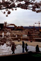 Peace Gardens Fountain, demolition of Town Hall Extension (known as the Egg Box (Eggbox)) in background