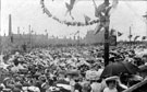 View: t00652 Crowds including the Rotherham Volunteers at Sheaf Square, during the royal visit of King Edward VII and Queen Alexandra