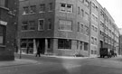 View: t00753 Newly constructed corner walls (damaged during the Blitz) at Walker and Hall Ltd., Electro Works, junction of Howard Street and Eyre Street