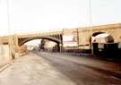 View: t01097 Attercliffe Road Railway Bridge part of Norfolk Bridge/Viaduct, Attercliffe Road. Norfolk Arms in background