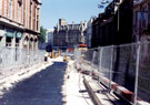 View: t01980 Church Street looking towards High Street during the construction of Supertram