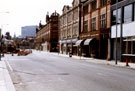 View: t02006 West Street during the construction of Supertram, Cavendish Buildings on right in background. Royal Hallamshire Hospital in distance