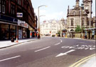 View: t02029 Pinstone Street looking towards Town Hall Square. Town Hall, right