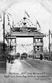 View: t02372 Royal visit of King Edward VII and Queen Alexandra, John Brown and Co.'s royal arch illustrating Sheffield manufactures, Savile Street