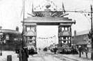 View: t02373 Royal visit of King Edward VII and Queen Alexandra, decorative arch erected by John Brown and Co., Savile Street