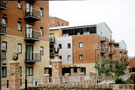 Rear of Cooper's House Apartments on former Ward's Brewery site, Ecclesall Road showing the Hop and Barley Sculptures by Michael Johnson