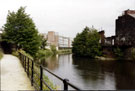 River Don from Five Weirs Walk footpath showing derelict Effingham Steel Works (right) and THESSCO (Sheffield Smelting Co) in the background