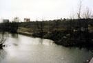 Looking upstream from East Coast Road showing the construction of the Five Weirs Walk footpath and fishing platform near the site of the Crown Works