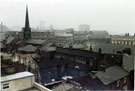 View: t03078 Elevated view from Cole Brothers multi-storey car park looking towards St. Matthew C. of E. Church and Eagle Star House, Carver Street and Division Street