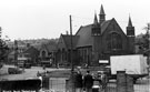 View: t03153 Firth Park terminus showing Firth Park United Methodist Church (built 1911) taken from the entrance of Firth Park looking towards Stubbin Lane