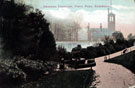 View: t03173 Drinking fountain, Firth Park with clock tower pavilion in the background