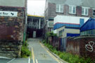 Cupola from Gibraltar Street with St. Jude's Pentecostal Church originally St. Jude's Moorfields, Church School on the right after the container