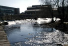 Brightside Weir, River Don from Weir Head, Five Weirs Walk with Sheffield Forgemasters, River Don Works in the background