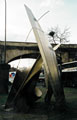 View: t03313 Made in Sheffield Sculpture by Amanda King at the junction of Spital Hill and Savile Street with he Wicker Arches in the background