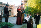 Sheffield Popular Arts -A Scene from the Suffragette Walking Tour outside the Cathedral, Church Street