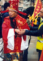 Members of the Chinese Community gather outside the Town Hall in preparation for the Traditional Dragon Dance and Procession to the Moor