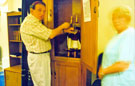 Mr. Neville Ballin showing the Torah at the Synagogue, Kingfield Hall, Psalter Lane