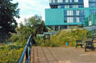 Five Weirs Walk near Cutlers Gate after the Flood and Building Work with North Bank Apartments in the background