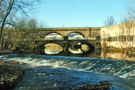 Norfolk Bridge; Norfolk Midland Railway Viaduct and River Don at Burton Weir, Five Weirs Walk 