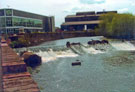 River Don at Brightside Weir, Five Weirs Walk with Load Hog and Sheffield Forgemasters Ltd. in the background 