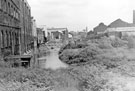 View: t04343 Industrial scene from Ball Street Bridge over the River Don with Lion Works (left) and Kelham Island (right)