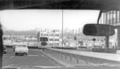 View: t04479 Drivers eye view of Furnival Square looking towards Roberts and Belk Ltd., silversmiths, Furnival Works, Furnival Street